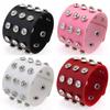 Popular Jewelry Punk Style Rhinestone Rivets Wide Pu Leather Bracelet Bangle Belt Buckle Bracelet Suitable For Music Festival