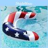 Inflatable American Flag Float Bed Foldable Backrest Lounger Chair For Water Use