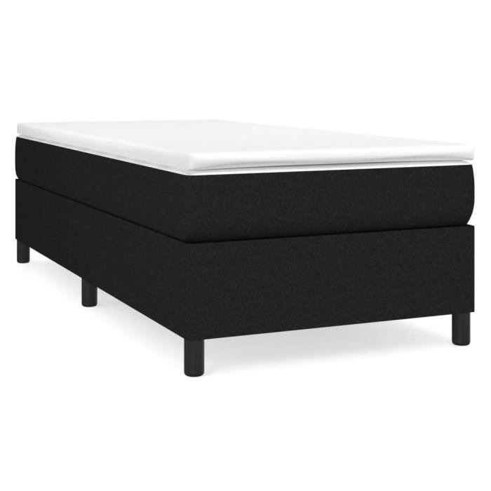 3144393 vidaXL Lit à sommier tapissier avec matelas Noir 90x200 cm Tissu
