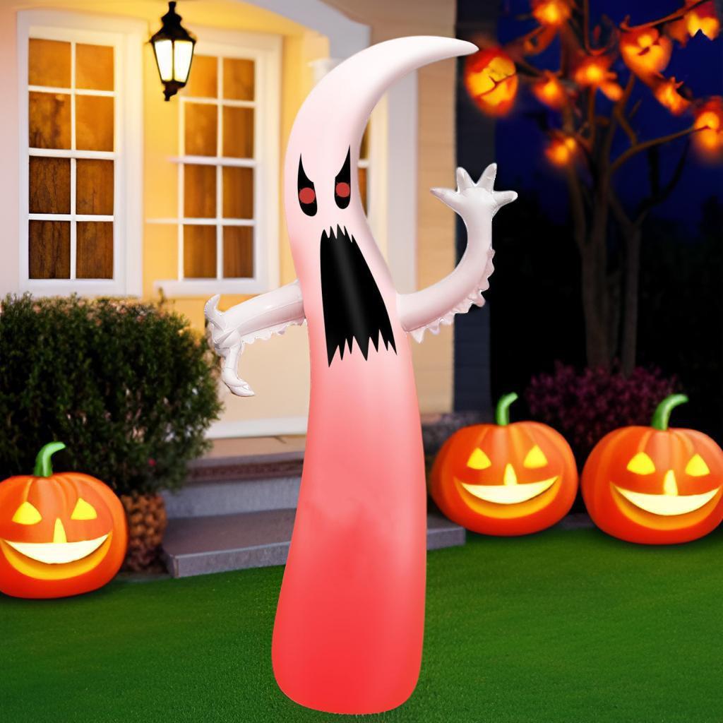 In-stock Inflatable Glowing White Ghost Pumpkin for Outdoor Halloween Decoration