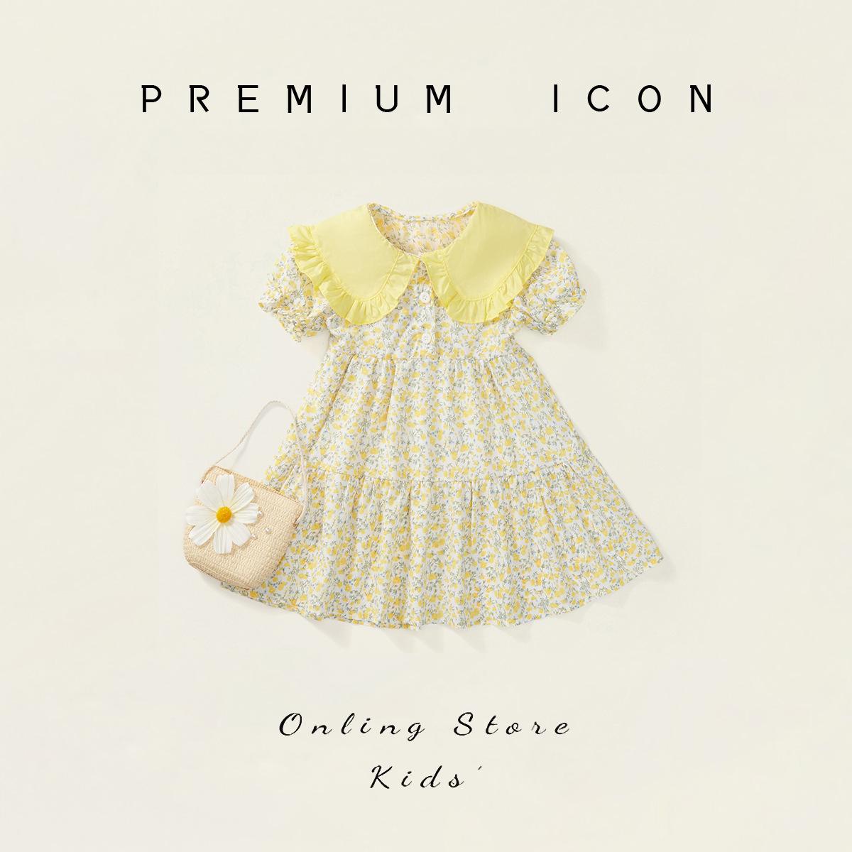 

Девичье цветочное летнее платье 2025: Корейский стиль Мори с сумкой - Модная пасторальная одежда для детей 100 cm