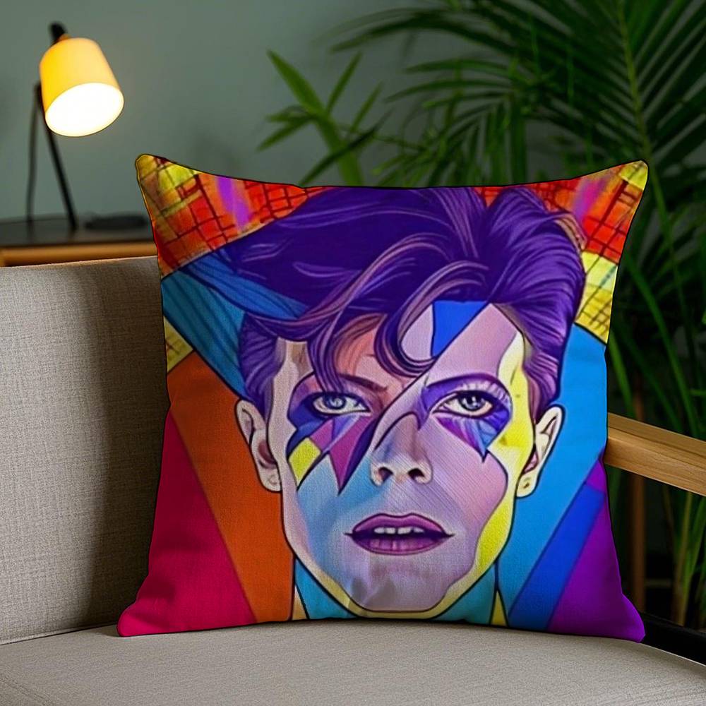 Housse de coussin David B-Bowie Maison Dortoir Dossier de Chaise Peluche Courte Impression Double Face Bureau Coussin de Sieste