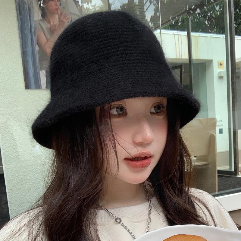Women's Autumn and Winter Korean Version Versatile Wool Hat Cold Hat Winter Warm Ear Protection Big Head Bucket Hat