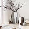New Silver Arc-shaped Smooth Metal Vase Desk Decoration Flower Arrangement Crafts Floral Vases Room Aesthetic Decor Home Decor