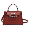 2025 Winter New Niche Design Crocodile Pattern Versatile High-end Sense Portable Small Square Bag Single Shoulder Messenger Kelly Bag