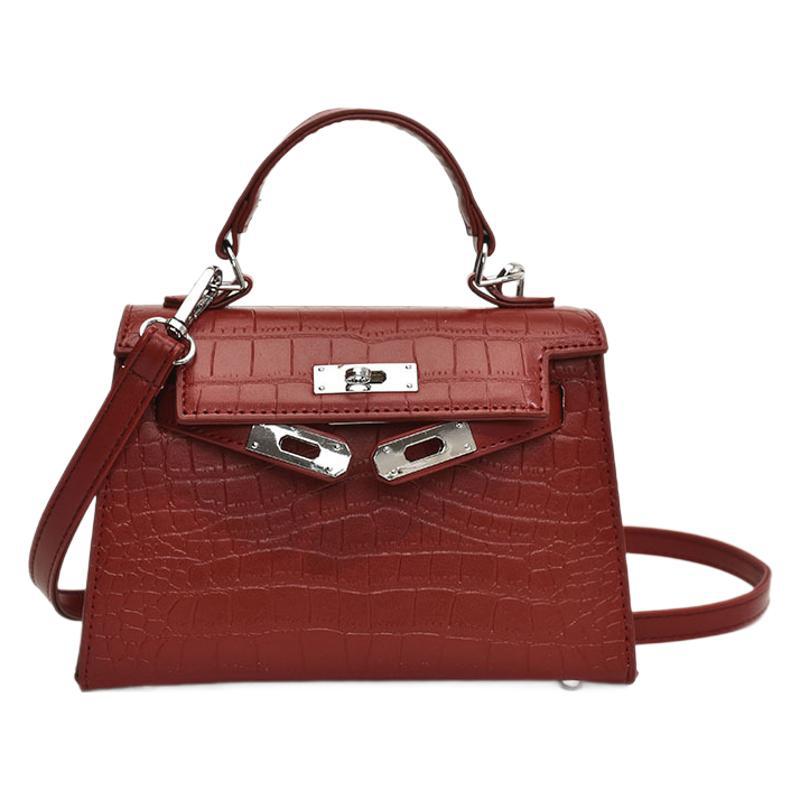 2025 Winter New Niche Design Crocodile Pattern Versatile High-end Sense Portable Small Square Bag Single Shoulder Messenger Kelly Bag