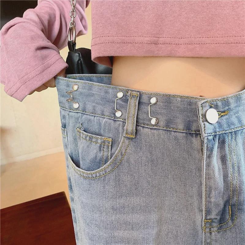 Women's White High Waist Slim Straight Wide Leg Jeans - Trendy Loose-Fit Mopping Trousers