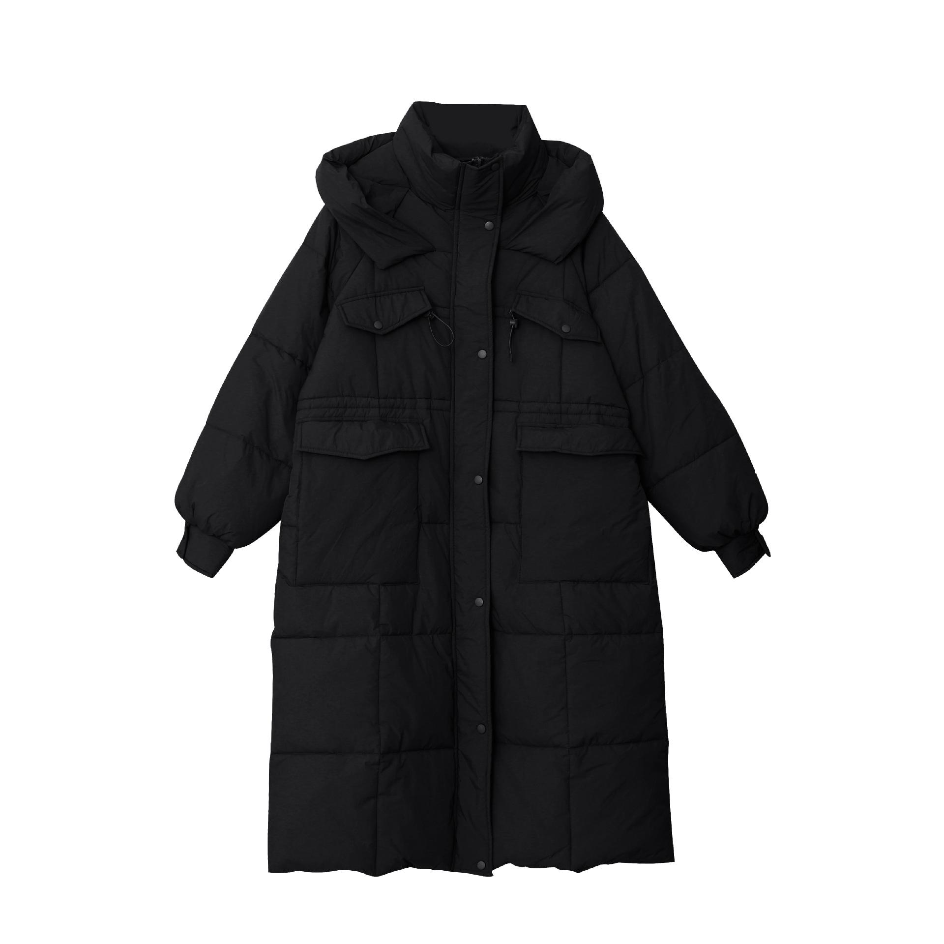 

Зимняя куртка больших размеров с хлопковой подкладкой Теплая куртка средней длины с хлопковой подкладкой Женская куртка кофейного цвета с капюшоном L чёрный