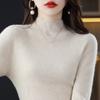 Women Sweaters Pullovers 2025 Autumn Winter Long Sleeve Half high collar Black Knitted Sweater Women Tops Pullover JJ71