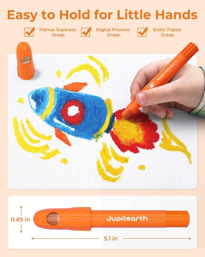 JUPITEARTH Crayon Rocket Type Retractable 24 Colors
