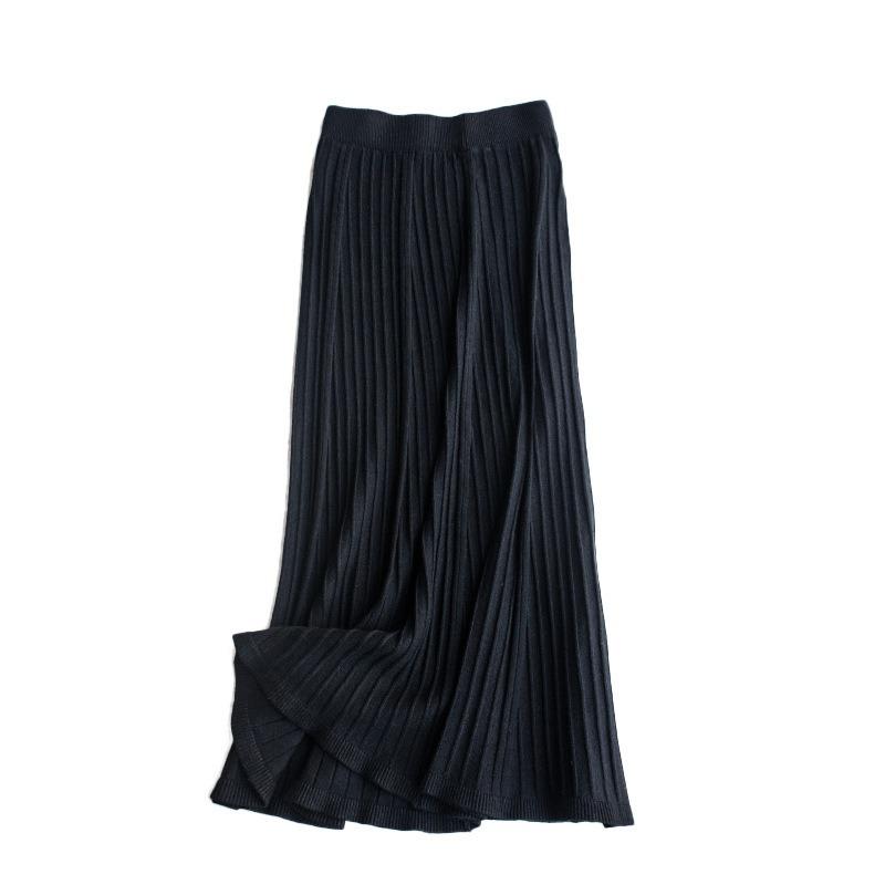 Autumn and Winter New Korean Version Pleated Skirt Half Skirt High Waisted Knitted Skirt Mid Length