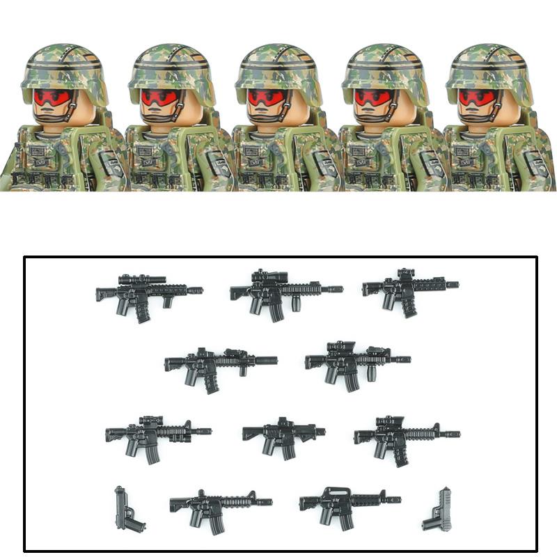 City Army Figures Building Blocks Russia Army Soldiers Weapons Special Combat Uniform Shield Combat Vests Shields Brick Toys