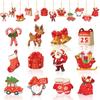 12pcs Christmas Gingerbread Man Santa Crutch Ornaments xmasTree Hanging Decorations Paper Pendant 2024 New Year DIY Charms Kids