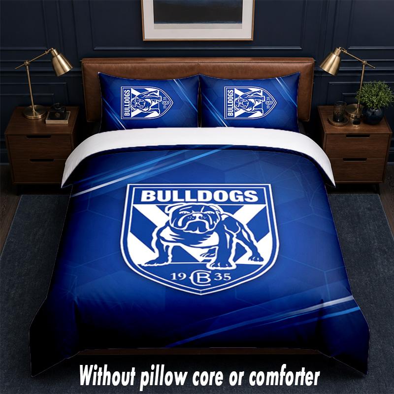 Canterbury-Bankstown Bulldogs Design Bett Bettwäsche-Set 1 Bettbezug + 2 Kissenbezüge Weiche Atmungsaktive Haushalts-Bettwäsche