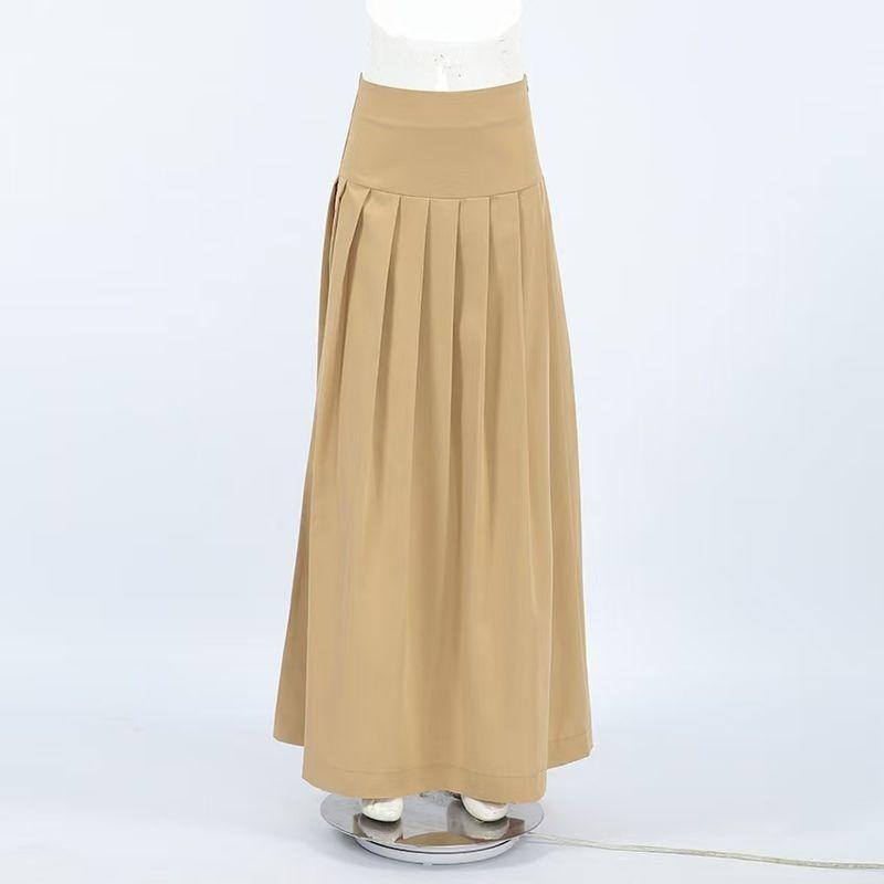 

Fashion Style Fall Winter Fashion Khaki High Waist Pleated Skirt High Waisted Pleated Skirt Khaki L