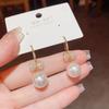Delicate Fashion Sparkling Micro Inlaid Zircon Bow Pearl Hook Earrings For Women