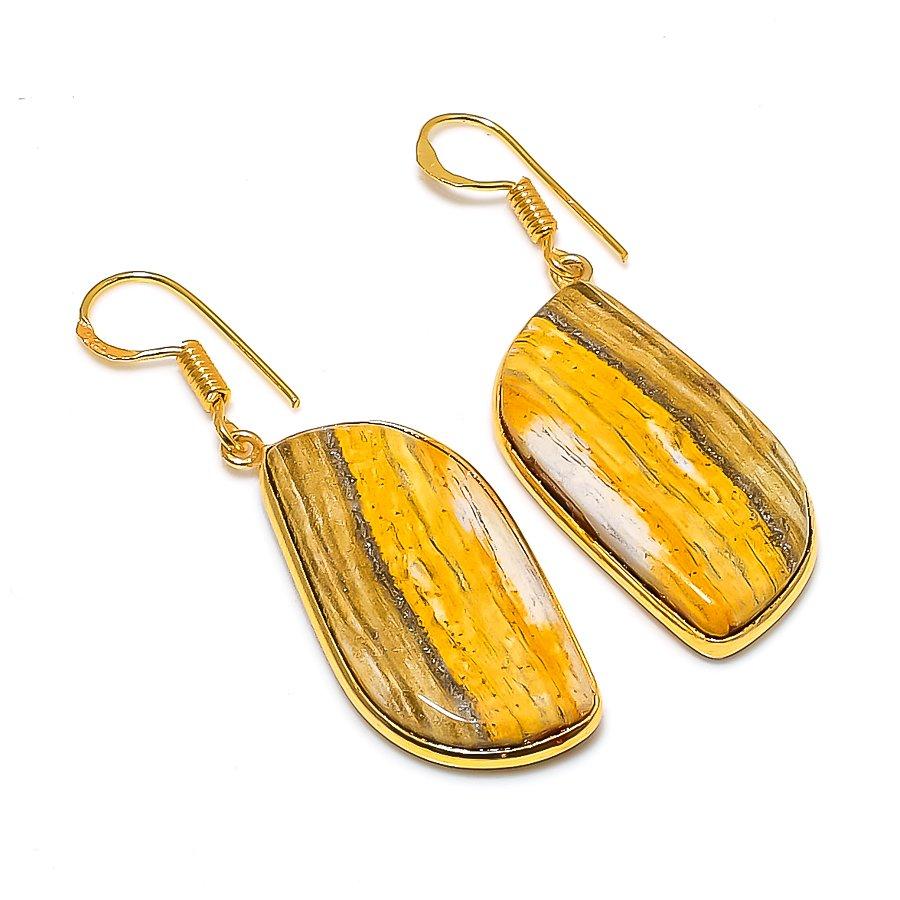 Rhyolite Jasper Gemstone 925 Solid Sterling Silver Jewelry Earring 1.89" GK-5670