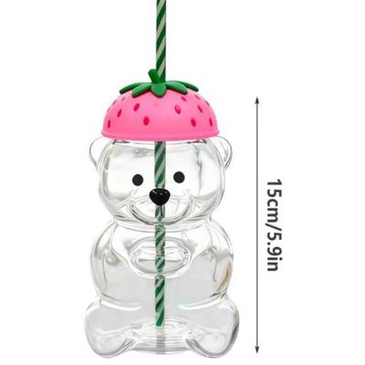 Transparenter Bär Glasbecher mit Deckel Bär Strohhalmbecher Niedlicher Teddybär Glasbecher Partys