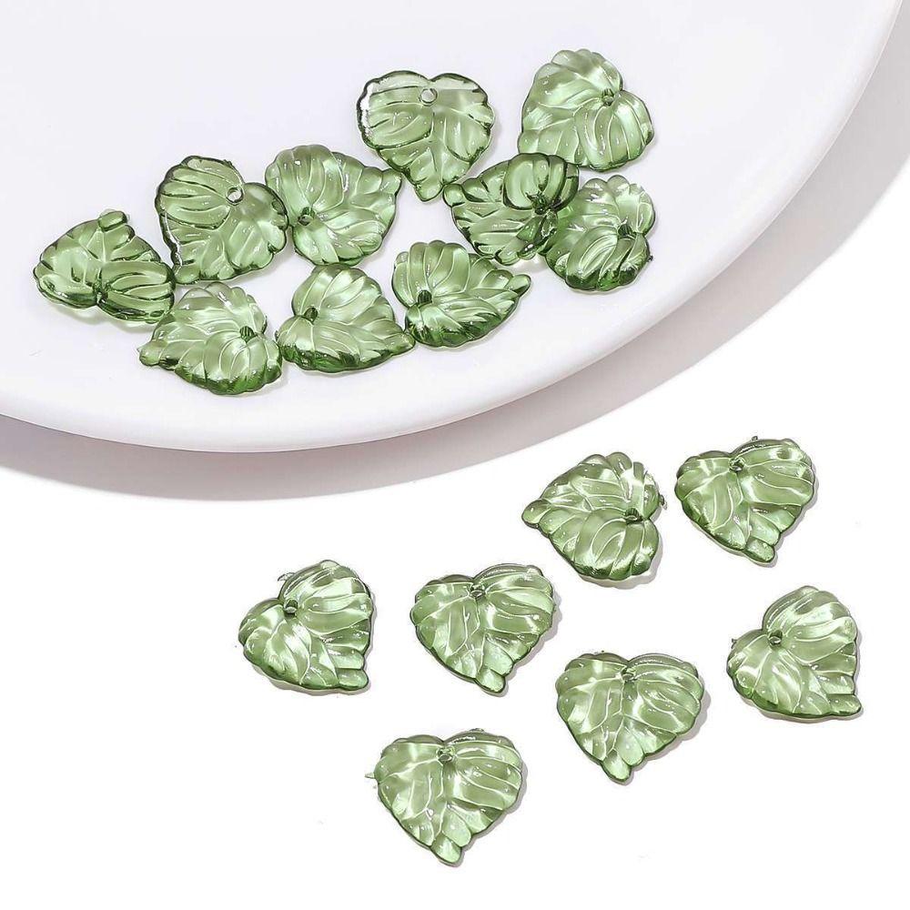 Transparent Green Acrylic Leaf Beads Leaf Shape Charms Leaf Shape Beads DIY Jewelry Making