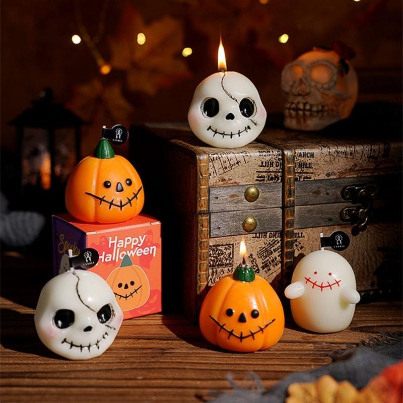 Halloween Kürbis Schädel Geisterhaft Kerze Gruselige Duftwachs Kerze Tischdekorationen Aromatherapie Kerze Heimdekorationen