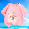 Cute Cartoon Piggy Kids Tees Summer New Crew Neck Loose Versatile Short Sleeve Tops for Boys Girls