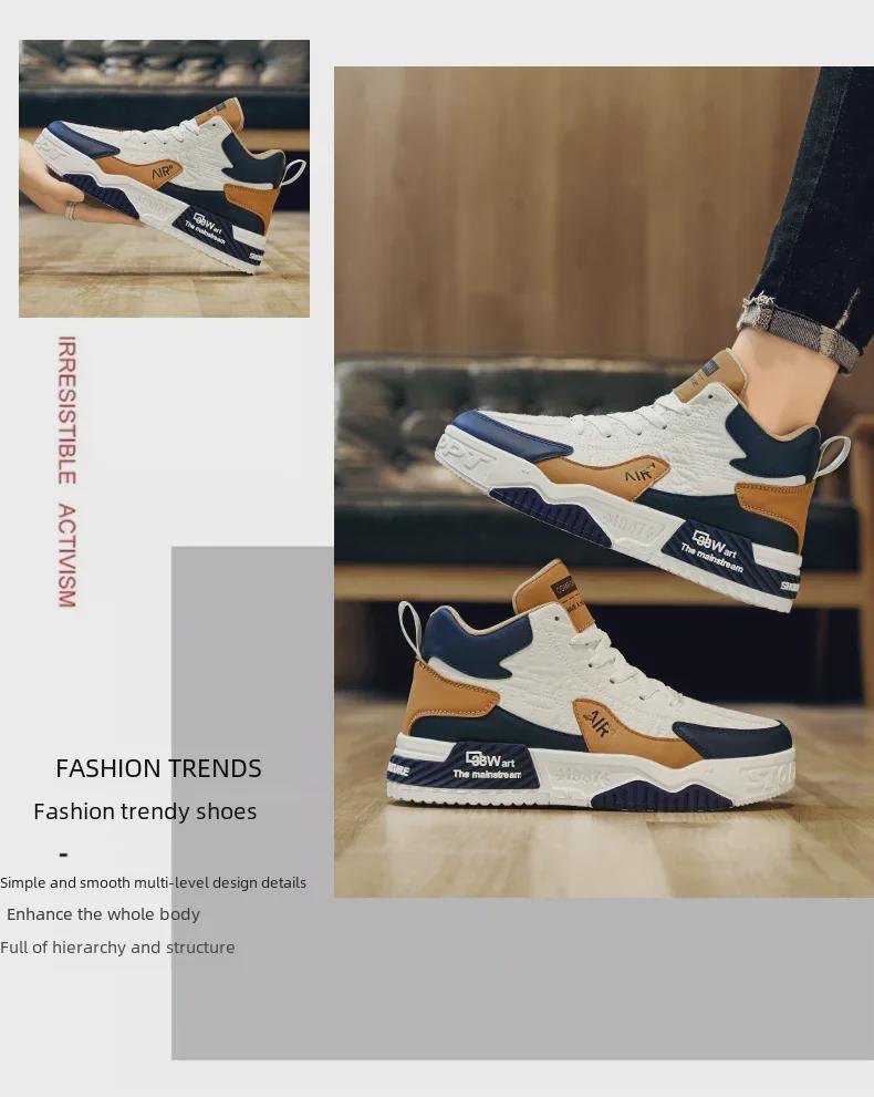 Men's Korean Style High-Top Autumn Sports Casual Shoes with Thick Soles