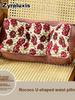 Women's Velvet Sofa Pillow with Floral Tie Dye Pattern for Living Room Bedroom Decor