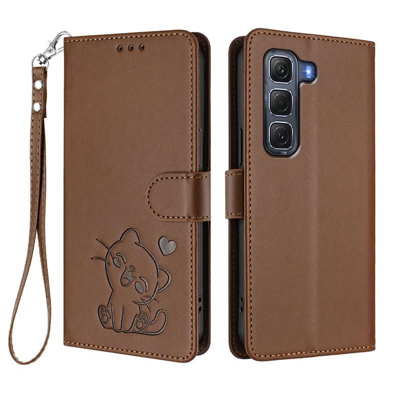 Applicable INFINIX HOT 60 PRO+Phone case with heart-shaped cat design, solid color, cute protective cover