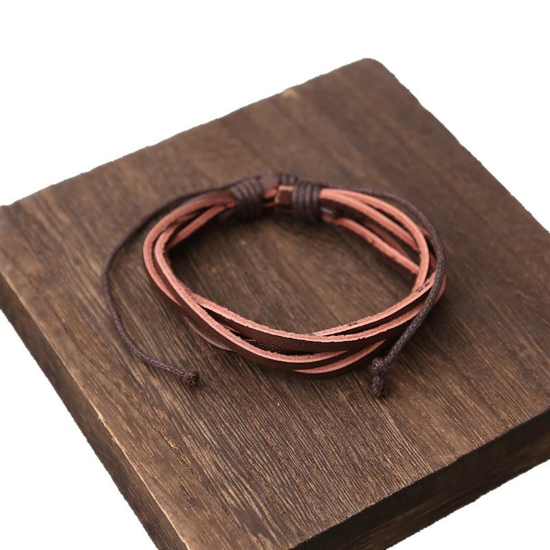 Trending Handmade Leather & Woven Multi-Layer Bracelet Set - 6 Piece