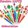 12PCS Red Green Christmas Bead Ballpoint Pen, Santa Claus Snowman Pine Tree Rotating Black Pen,Student Writing Stationery Office Signature Pen Supplie