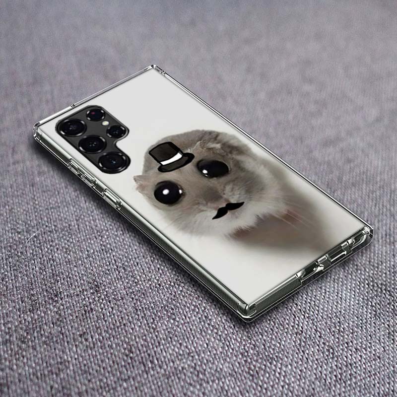 Funny Sad Hamster Meme Phone Case For Samsung Galaxy S24 S23 S21 S20 FE S22 S26 Ultra S25 Edge S10 Plus Cover Clear TPU Capa She