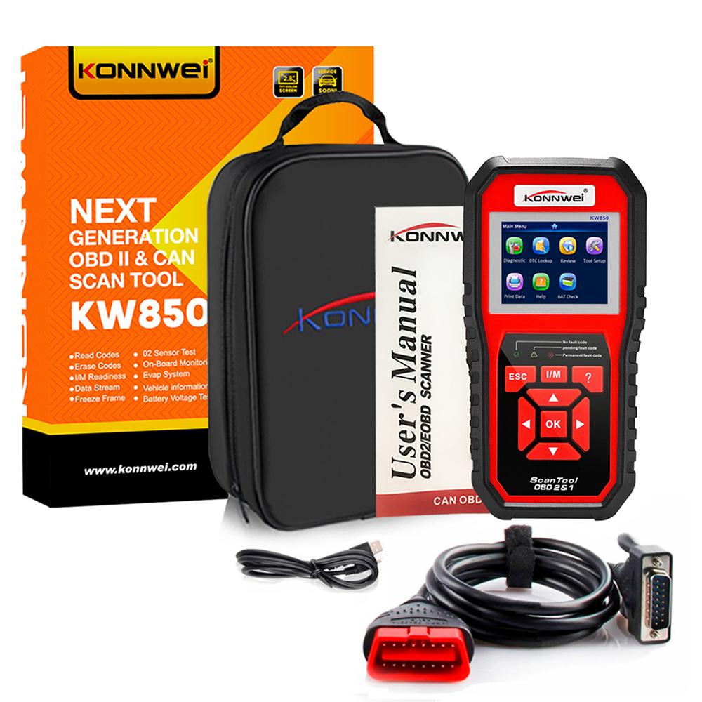 KONNWEI KW850 Car OBD2 Scanner Professional Auto Diagnostic Tools OBD 2 Engine System Check Code Reader DTC Lookup pk elm327 KW850 Red