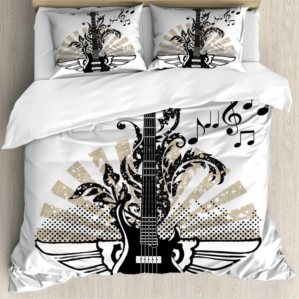 Rock guitar three-piece duvet cover grinding kit digital printing