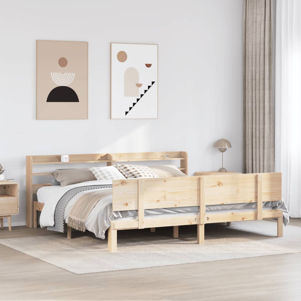 Bed Frame with Headboard without Mattress 200 x 200 cm