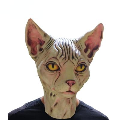 Neuartige Katzen-Latexmasken, süßer Sphynx-Kopf, Halloween-Cosplay-Kostümzubehör
