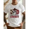 European Size Men's Cowboy Birthday Dad Western Print T-Shirt - Lightweight Summer Crew Neck Tee & Star Design, Machine Washable Casual Top