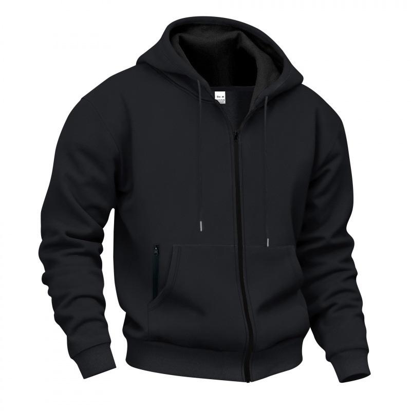 Herren Herbst- und Winter Warme und Plüschige Funktionelle Ins Kapuzen-Reißverschluss Freizeitjacke