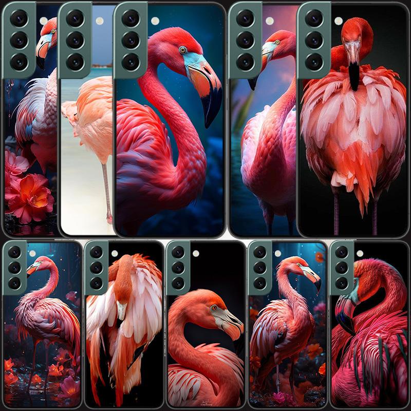 Flamingo Portrait Phone Case For Samsung Galaxy S22 S25 Ultra S21 S10 Plus S26 Edge S20 S23 S24 FE Cover Silicone Soft TPU C