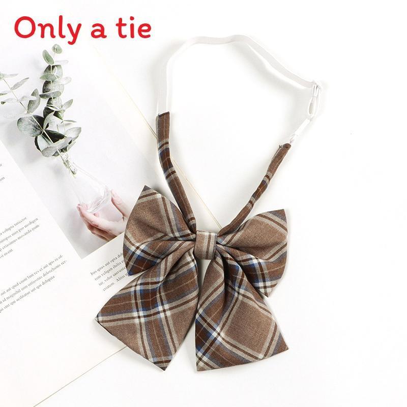 Checkered Retro Brown Striped Tie And Bow For Casual School Outfits Gifts And