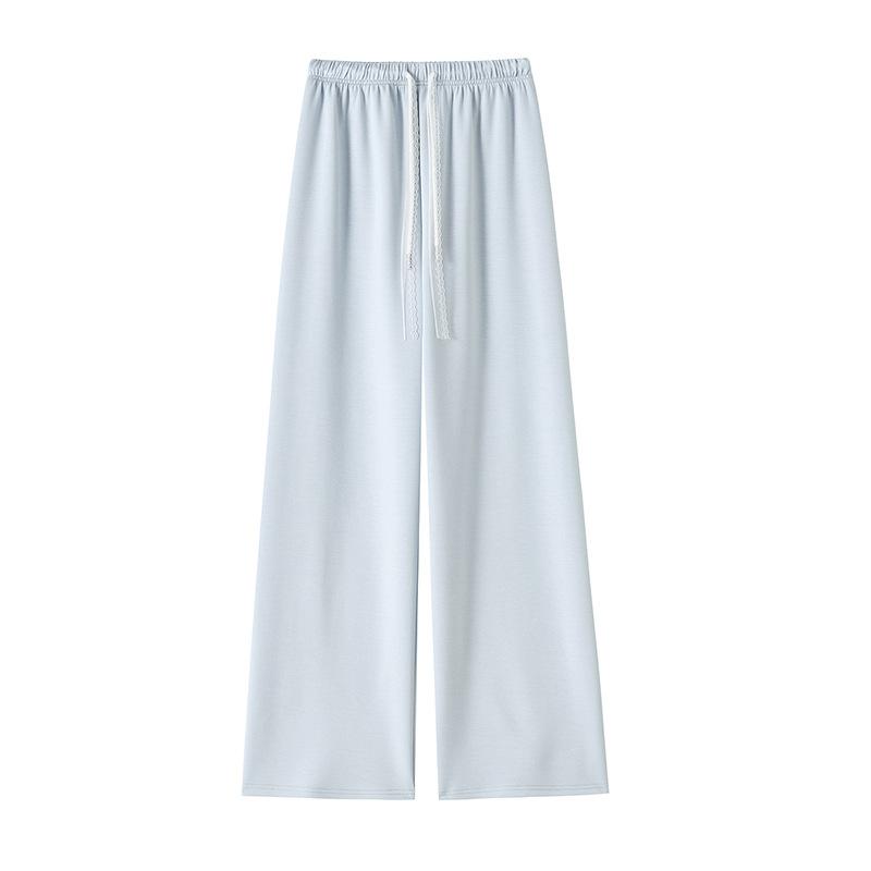 Wide-leg Pants Women's Spring and Summer High-waisted Thin Lace Drawstring Straight Sweatpants Sweatpants