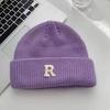 Popular Letter Beanie Hat for Female Y2K Girl Winter Autumn Thick Crochet Hat Soft Breathable Women Casual Skull Cap