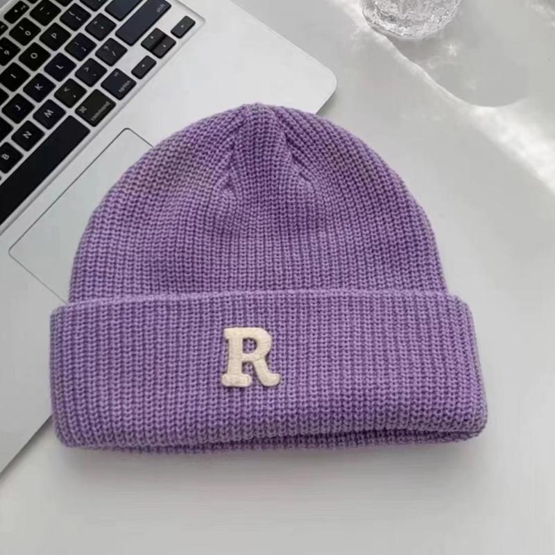 Popular Letter Beanie Hat for Female Y2K Girl Winter Autumn Thick Crochet Hat Soft Breathable Women Casual Skull Cap