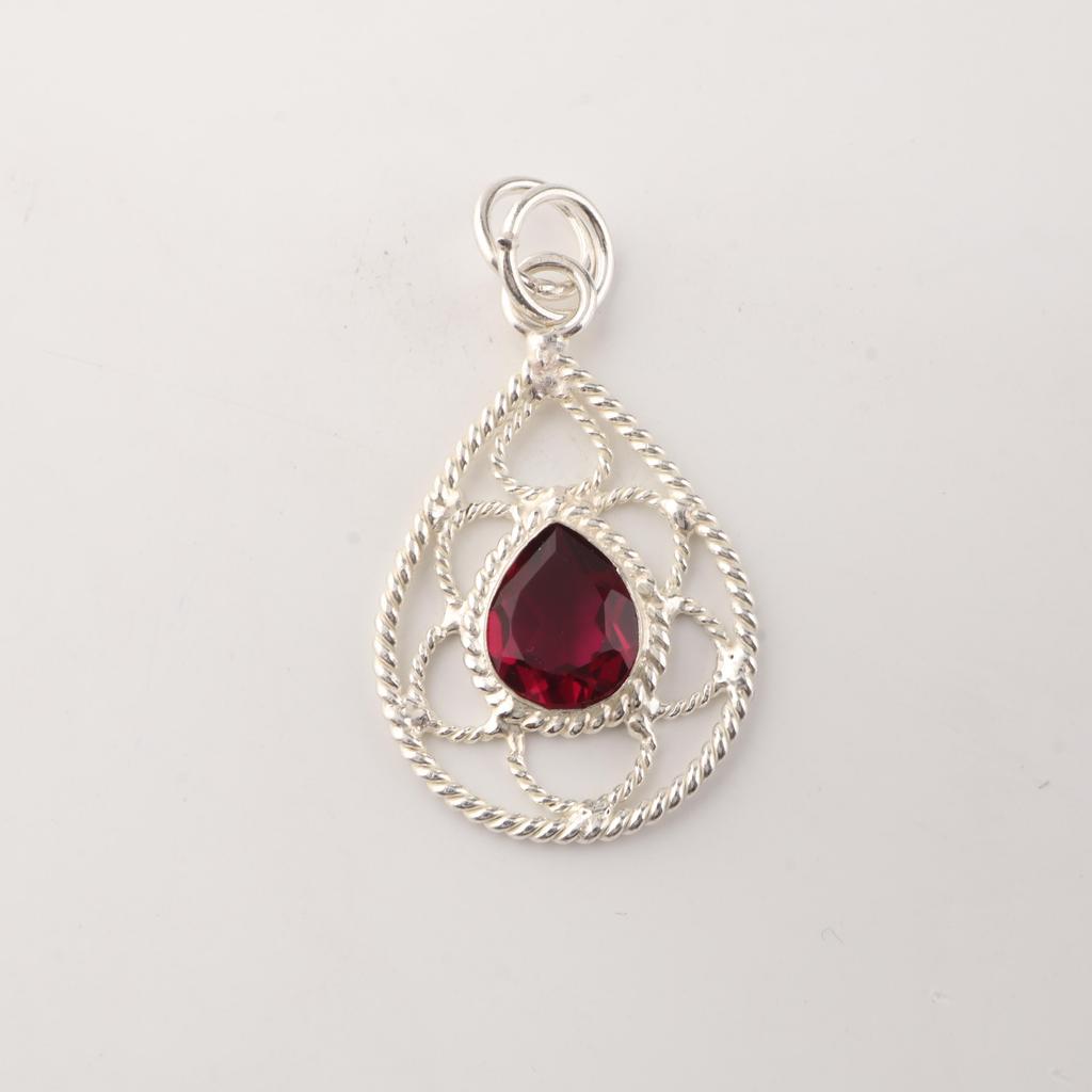 Pink Rubullite Gemstone 925 Sterling Silver Statement Jewelry Pendant 1.40" For Engagement Gift PP-19-10