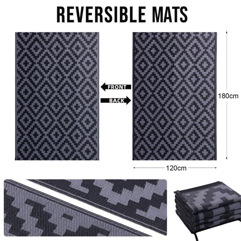 Homaxy Reversible Outdoor Waterproof Rug Plastic Straw Patio Carpet for Indoor Outdoor Deck Backyard Family Picnic Balcony