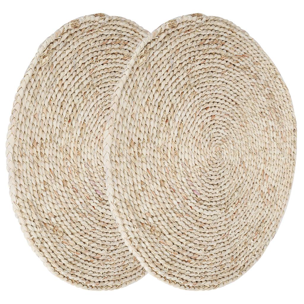 2Pcs Hand Made Round Tatami Cushion Bay Window Pouf for Yoga Zen Tea Ceremony Decoration