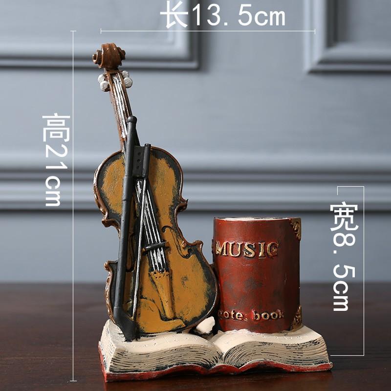 European-Style Table Clock with Violin-Shaped Ornament,Decorative Art Piece for Living Room,Office Desk,and Wine Cabinet