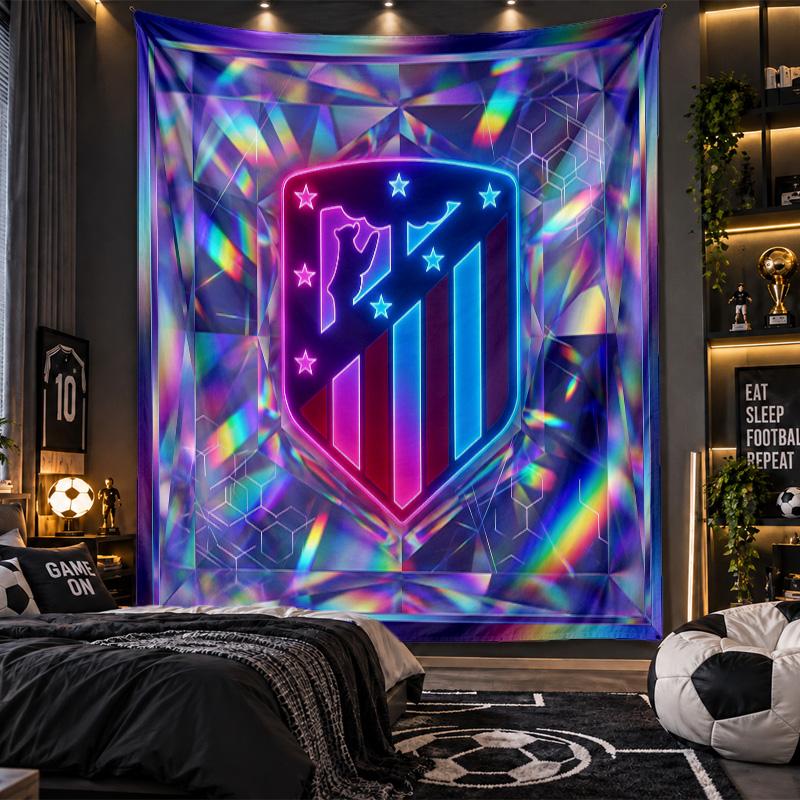 Wandbehang Wandteppich Atletico Madrid Druck Stoff für Wohnzimmer Schlafzimmer Heimdekoration