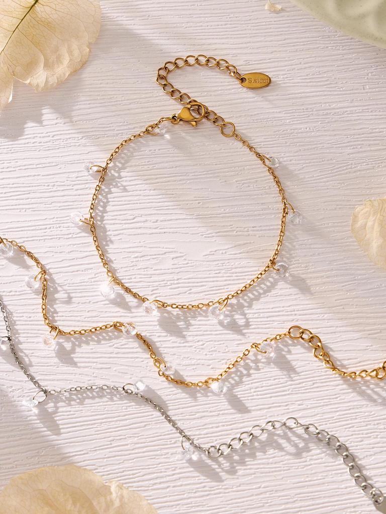 European American Luxury 18K Gold-Plated Zirconia Necklace & Bracelet Set