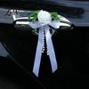 Cost Effective Wedding Decor Artificial White Rose Car Decoration, Door Handle & Rearview Mirror Flower Bouquet Flowers with Satin Ribbon Bow And Faux