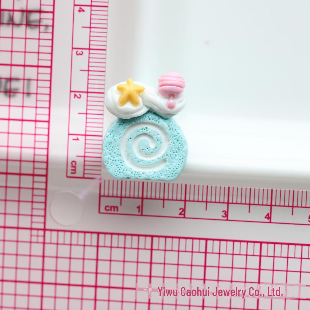 Sweet Fruit Cream Roll Cake Resin Dessert Hairpin Simulation DIY Accessory